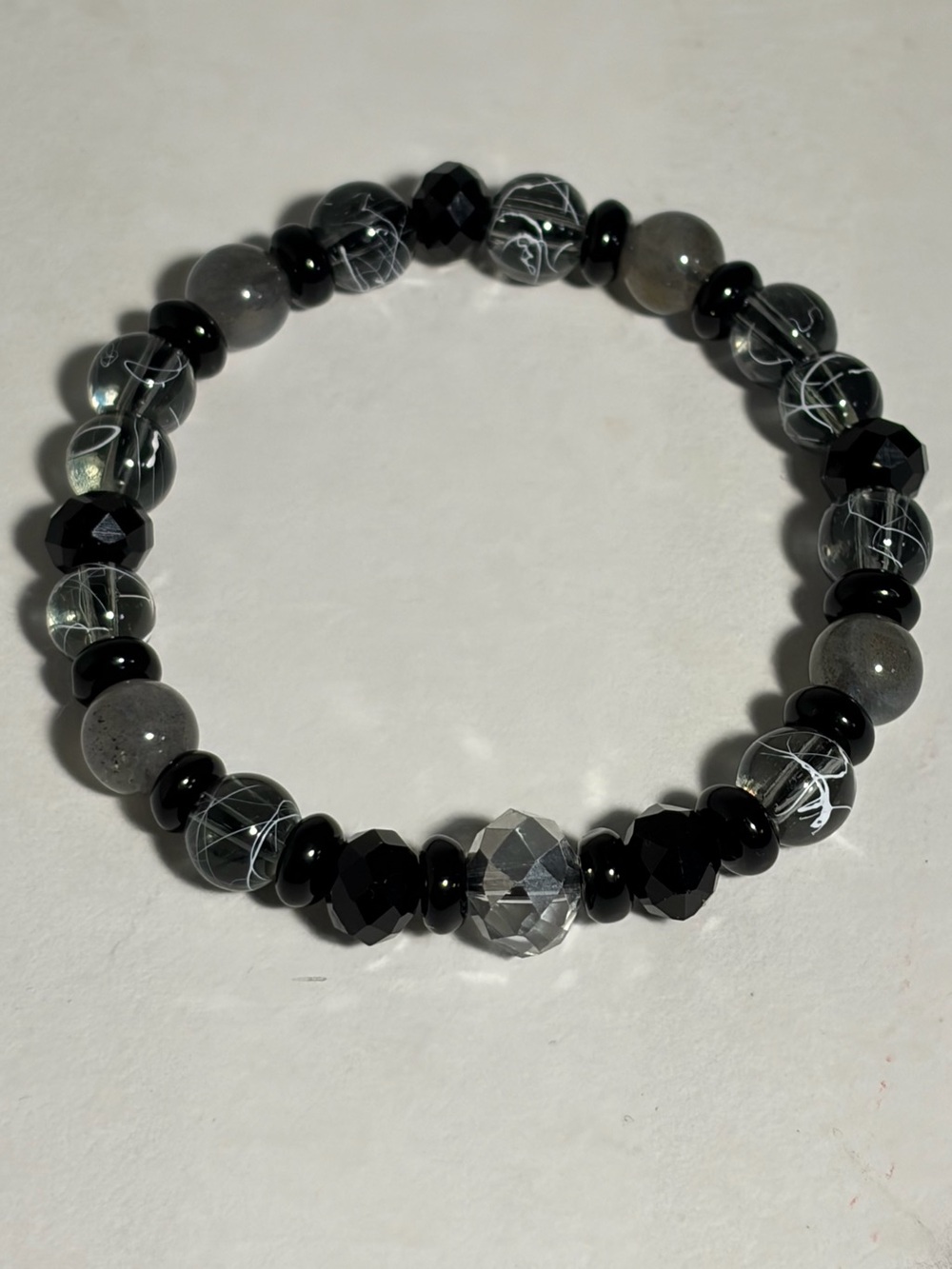 labradorite and Glass Stretch Bracelet